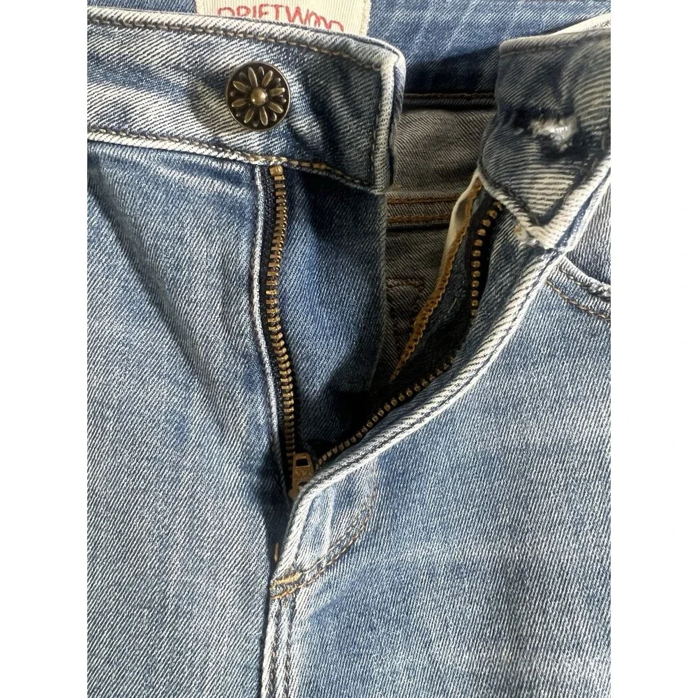 Driftwood Colette Jeans Womens 27x26 Crop Stretch Denim Floral Embroidery Cuffs - Picture 4 of 10